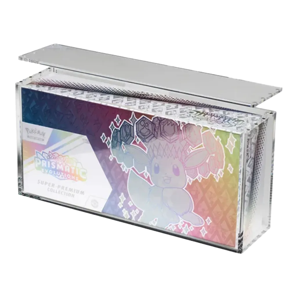 The Acrylic Box Pokemon Prismatic Evolutions Super Premium Collection Acryl Case mit abgenommenem Magnetdeckel