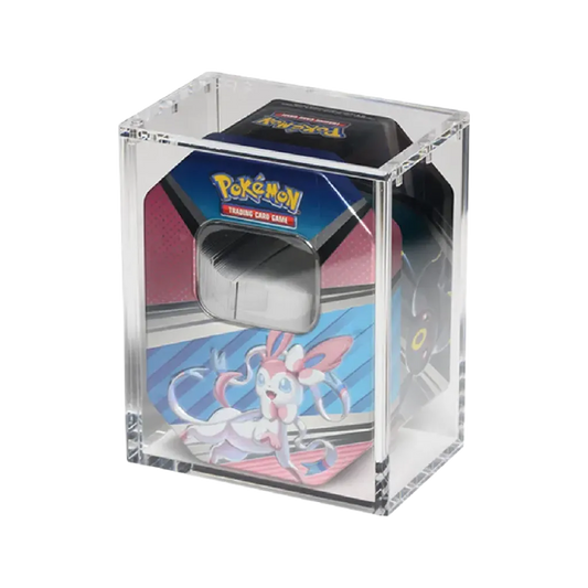 The Acrylic Box Pokemon Tin Case Regular mit eingesetzter Pokemon Tin und geschlossenem Deckel