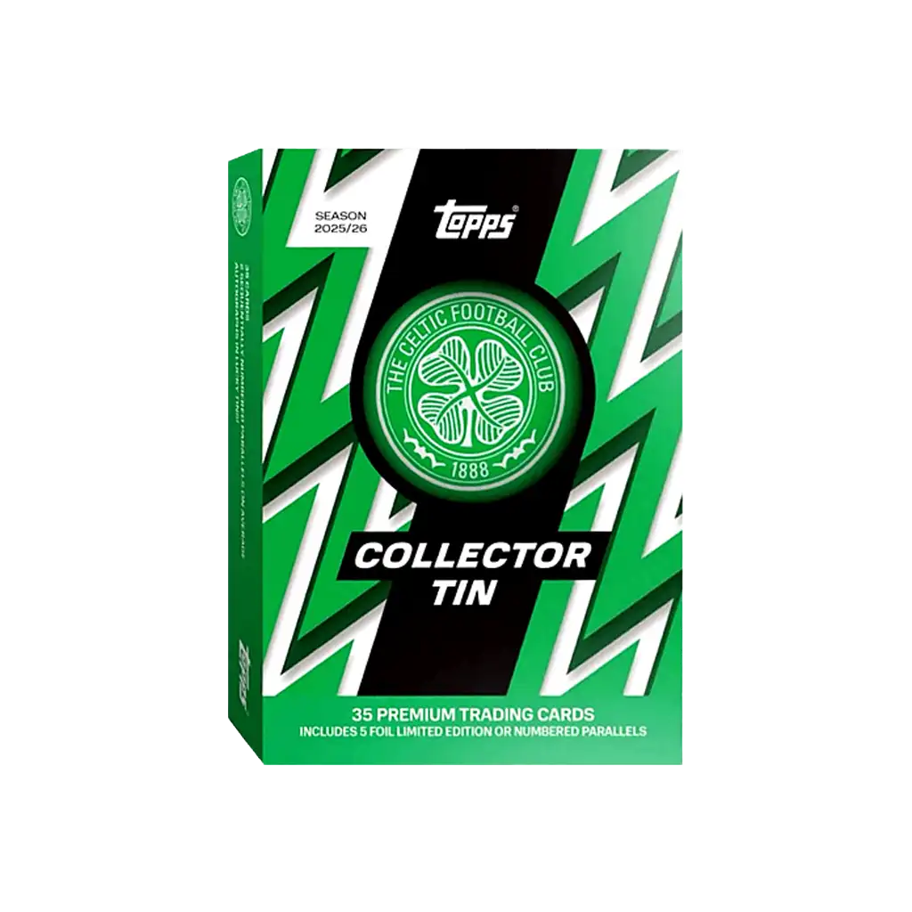 Topps Celtic FC Collectors Tin 2025/26 mit 35 Premium Trading Cards und nummerierten Parallels