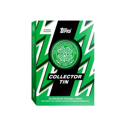 Topps Celtic FC Collectors Tin 2025/26 mit 35 Premium Trading Cards und nummerierten Parallels