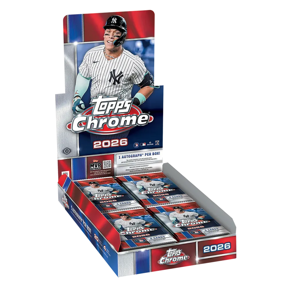Topps Chrome Baseball 2026 Hobby Box EN mit 20 Boostern und einer Autogrammkarte pro Box