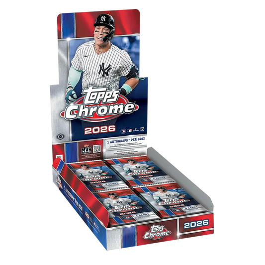 Topps Chrome Baseball 2026 Hobby Box EN mit 20 Boostern und einer Autogrammkarte pro Box