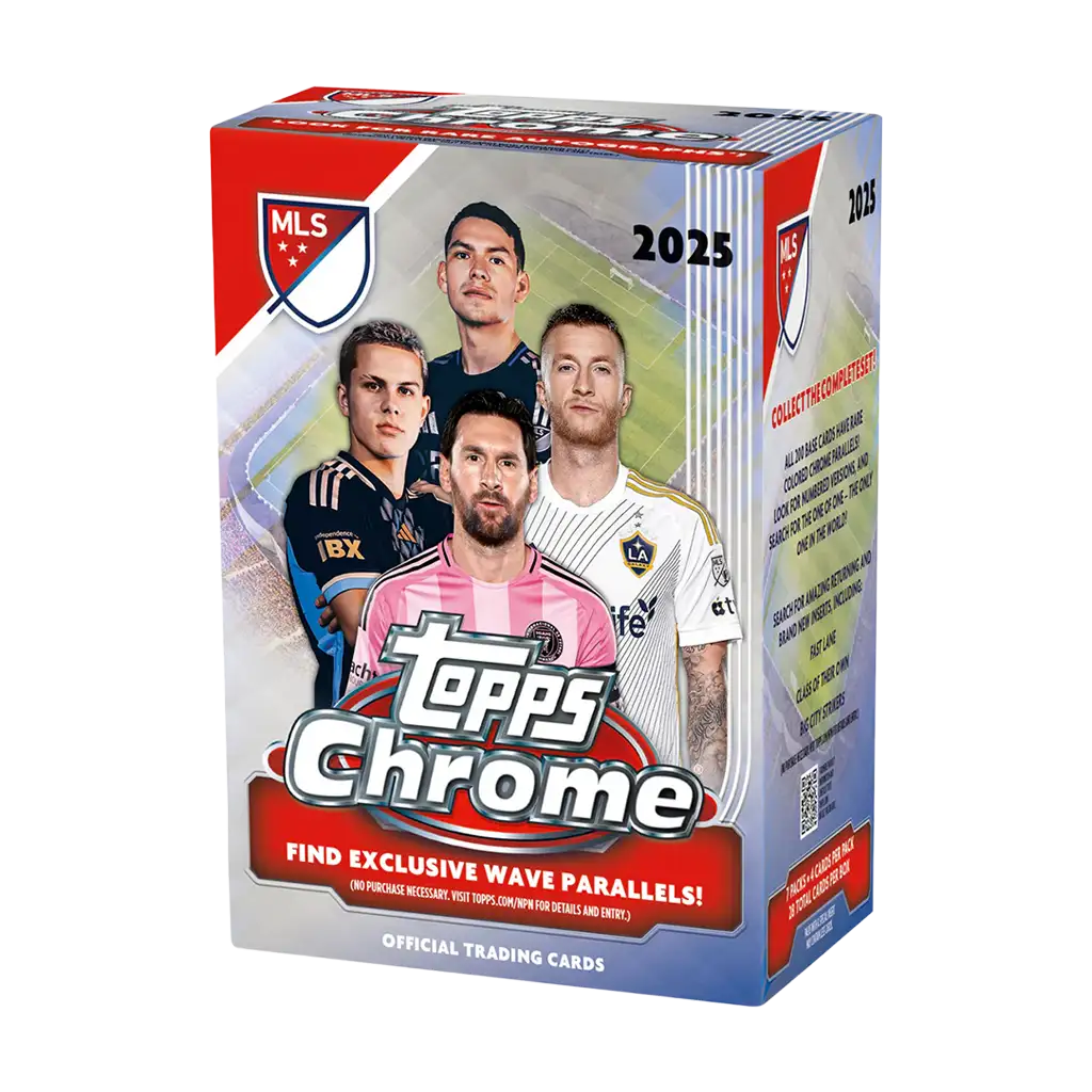 Topps Chrome MLS 2025 Value Box Englisch mit Lionel Messi und Ray Wave Parallels