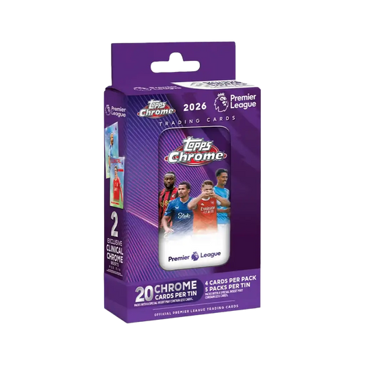 Topps Chrome Premier League 2026 Tin Box mit 5 Packs