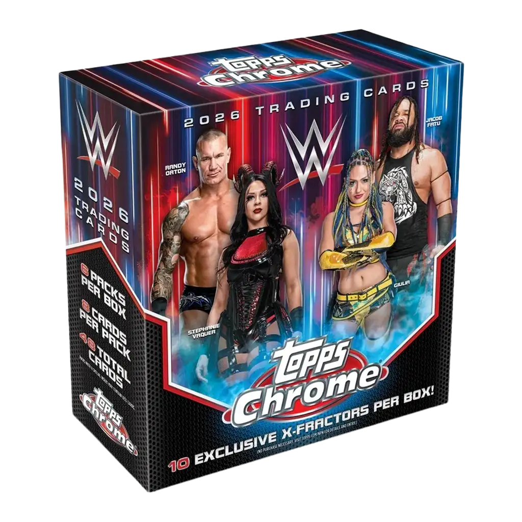Topps Chrome WWE 2026 Mega Box Englisch mit Randy Orton Stephanie Vaquer Giulia und Jacob Fatu