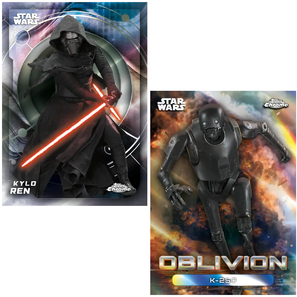 Topps Star Wars Chrome 2026 Karten mit Kylo Ren und K-2SO Oblivion