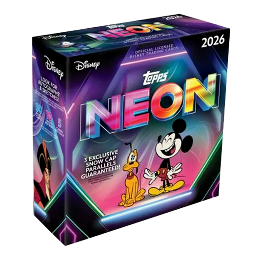 Topps Disney Neon 2026 Mega Box Englisch mit Mickey Mouse und Snow Cap Parallels