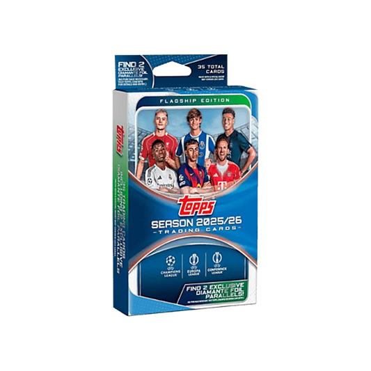 Topps Flagship UEFA Club Competitions 2025/26 Hanger Box mit 35 Fußball Trading Cards