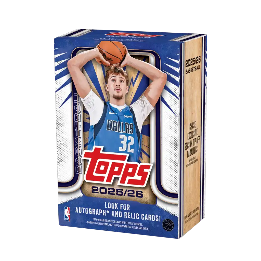 Topps Basketball 2025/26 Value Box – NBA Trading Cards mit Cooper Flagg auf dem Cover, Blick auf Verpackung und Design