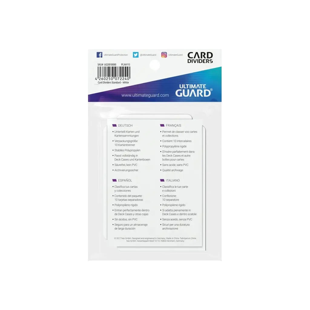 Ultimate Guard - Card Dividers Standard Size 10 Stück weiß