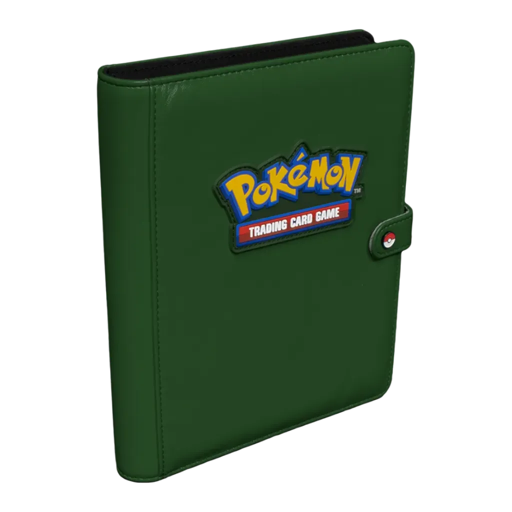Ultra PRO Pokemon Premium Green 4-Pocket Snap Binder in seitlicher Ansicht