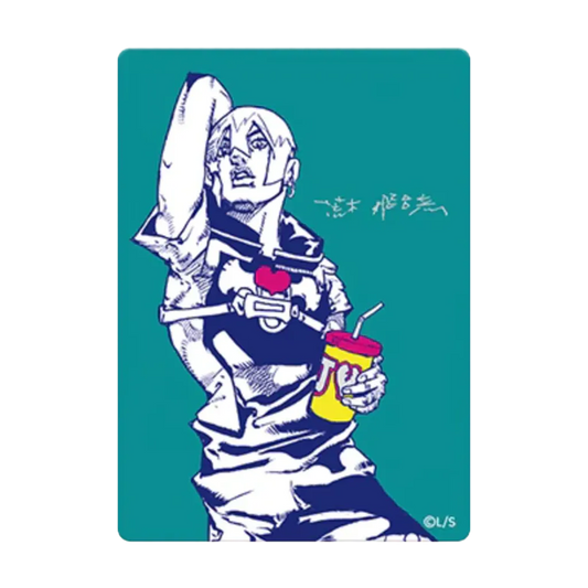 The JOJOLands Jodio Joestar Shueisha Natsucomi 2026 Metakira Card mit gedruckter Hirohiko Araki Signatur