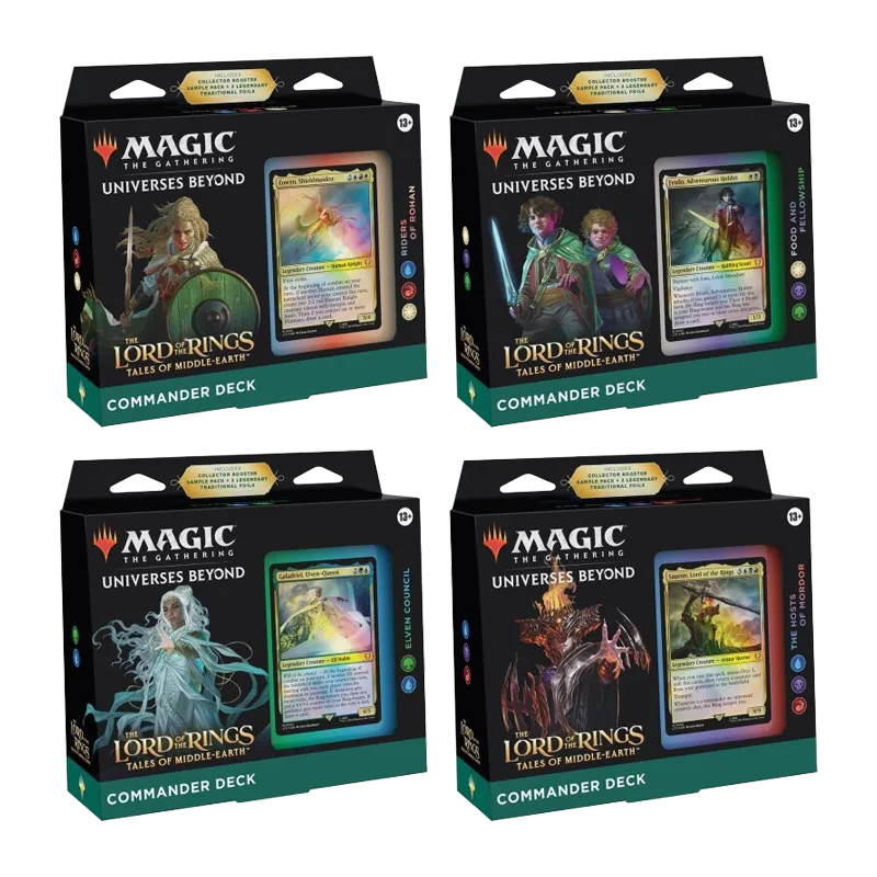 MTG Der Herr der Ringe Geschichten aus Mittelerde Commander Deck Englisch mit Riders of Rohan Food and Fellowship Elven Council und The Hosts of Mordor