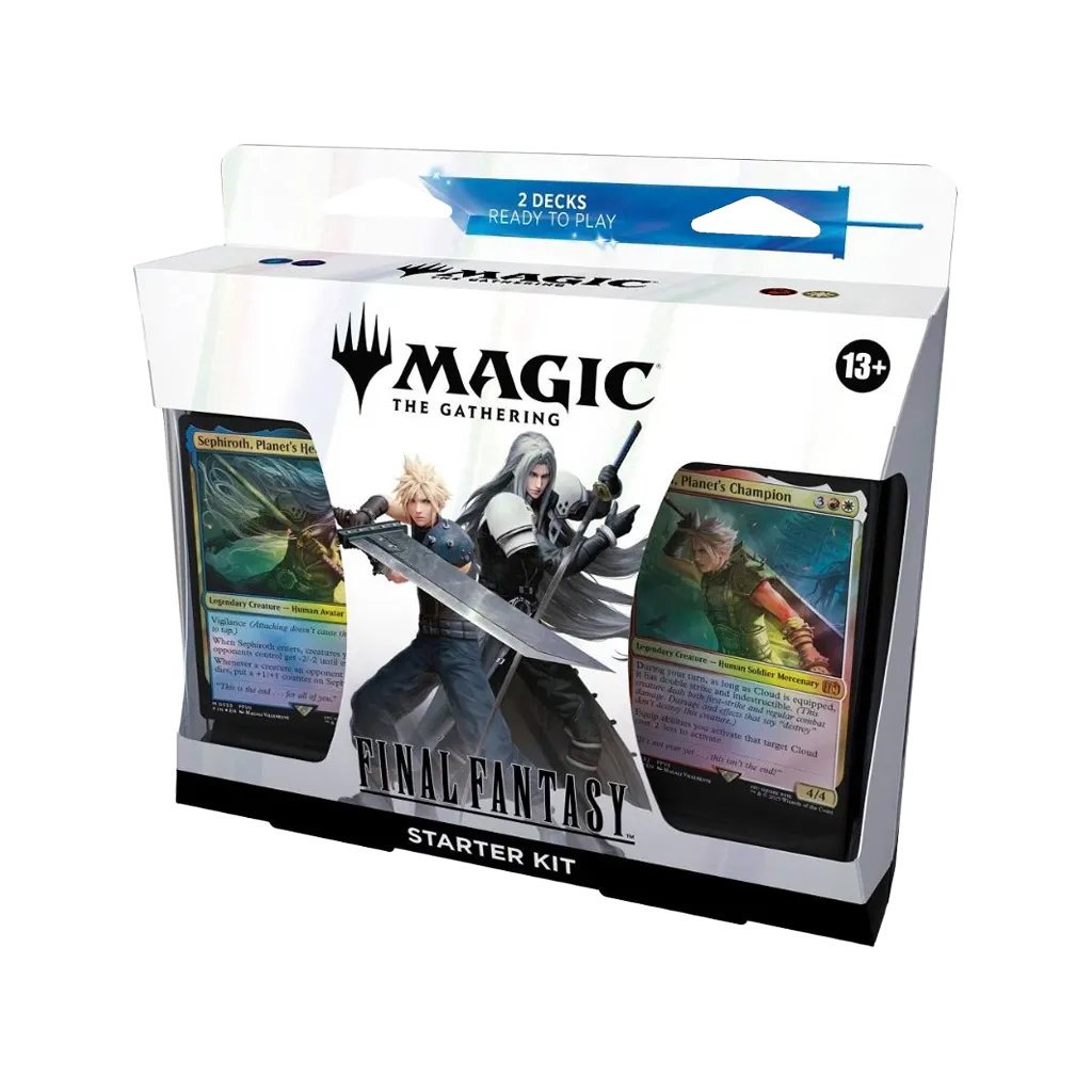 MTG Final Fantasy Starter Kit auf Englisch mit Cloud und Sephiroth sowie zwei sichtbaren Foil-Karten in der Verpackung