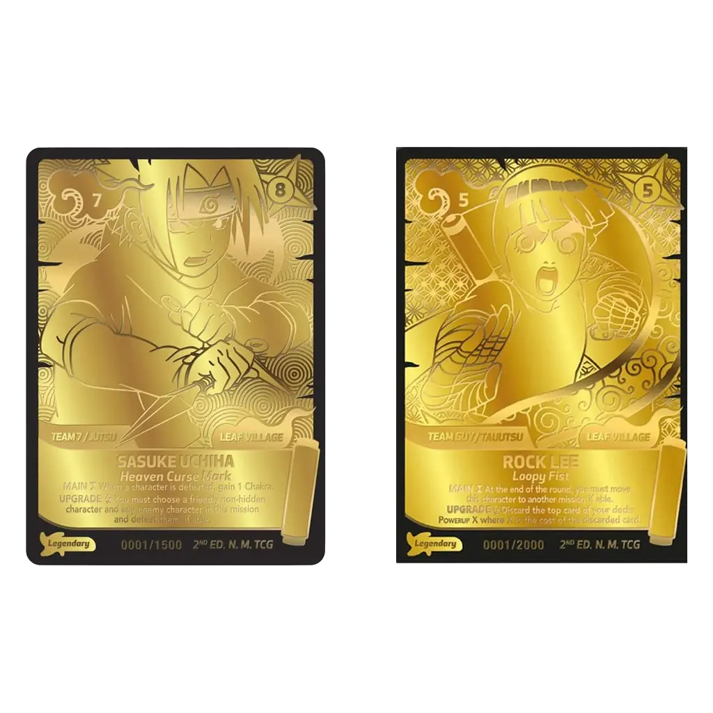 Naruto 2nd edition Gold Karte Sasuke und Rock Lee