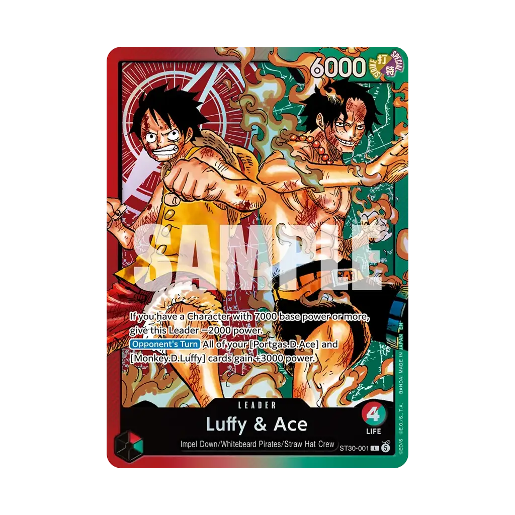 One Piece Card Game Luffy und Ace ST30-001 Leader Karte Englisch