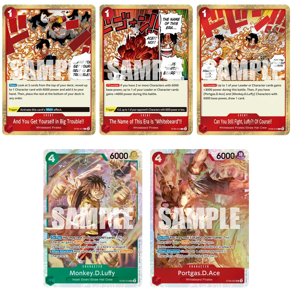 One Piece Card Game Starter Deck EX Luffy und Ace ST30 Englisch Kartenübersicht