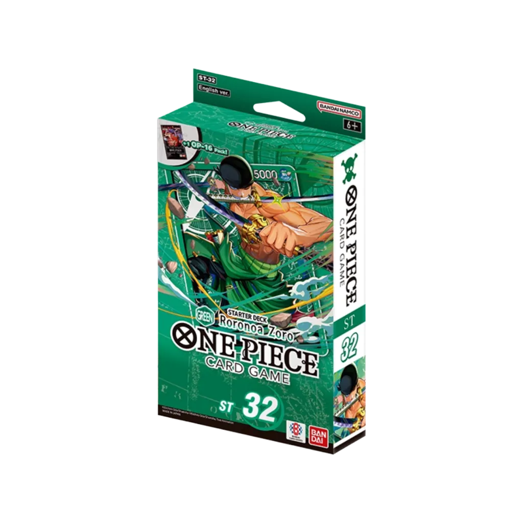 One Piece Card Game Green Roronoa Zoro Starter Deck ST32 Englisch mit OP-16 Boosterpack