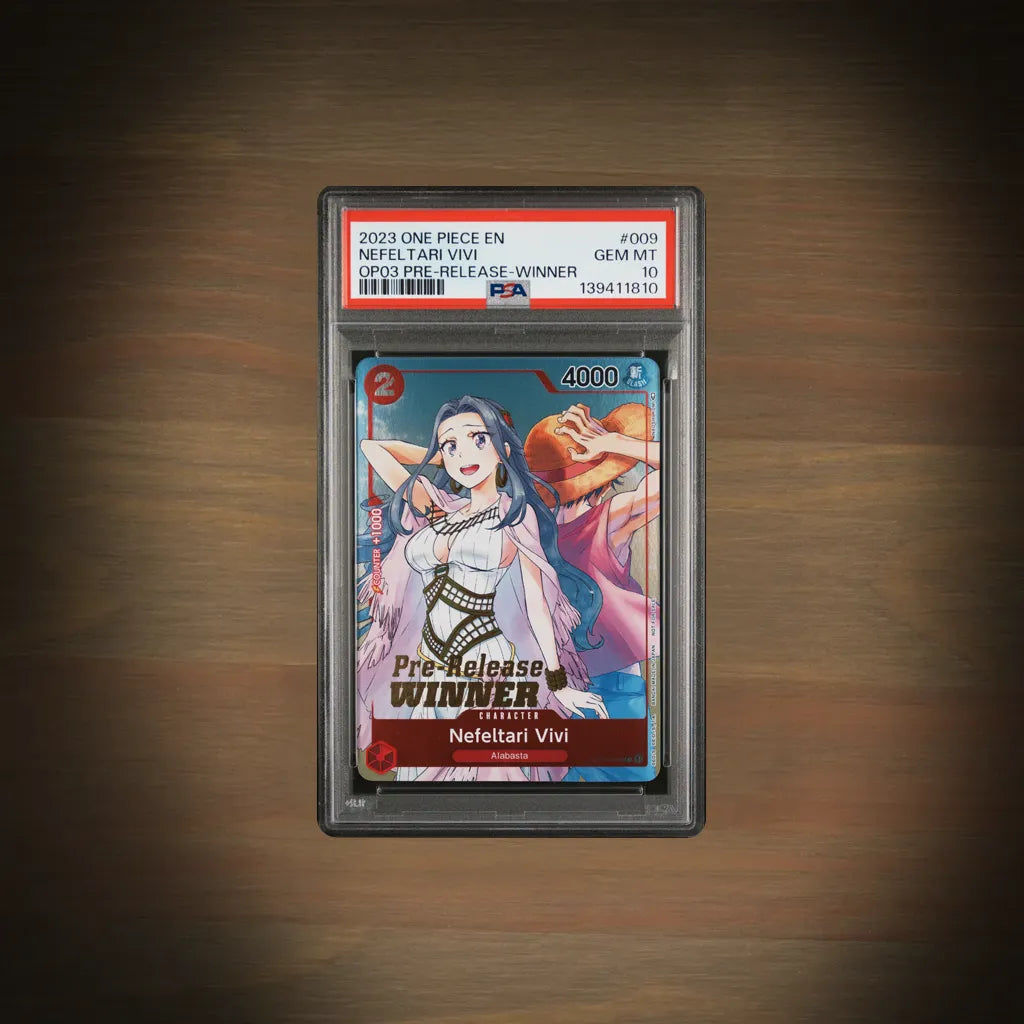 One Piece Nefeltari Vivi 009 OP03 Pre-Release Winner PSA 10 Vorderseite