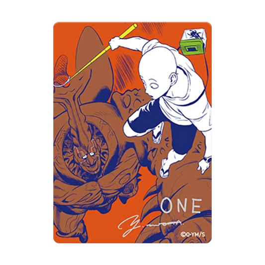 One Punch Man Saitama Shueisha Natsucomi 2026 Metakira Card mit gedruckten ONE und Yusuke Murata Signaturen