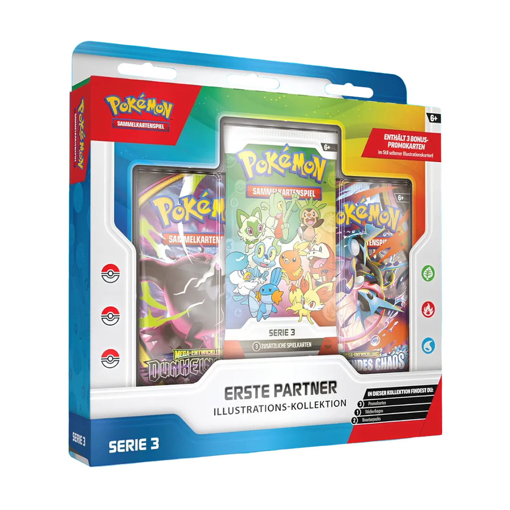 Pokemon Erste Partner Illustrations-Kollektion Serie 3 DE originalverpackte Vorderseite