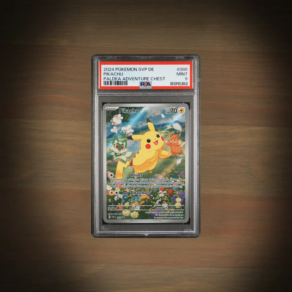 Pokemon Pikachu 088 Paldea Adventure Chest Promo PSA 9 deutsche Karte