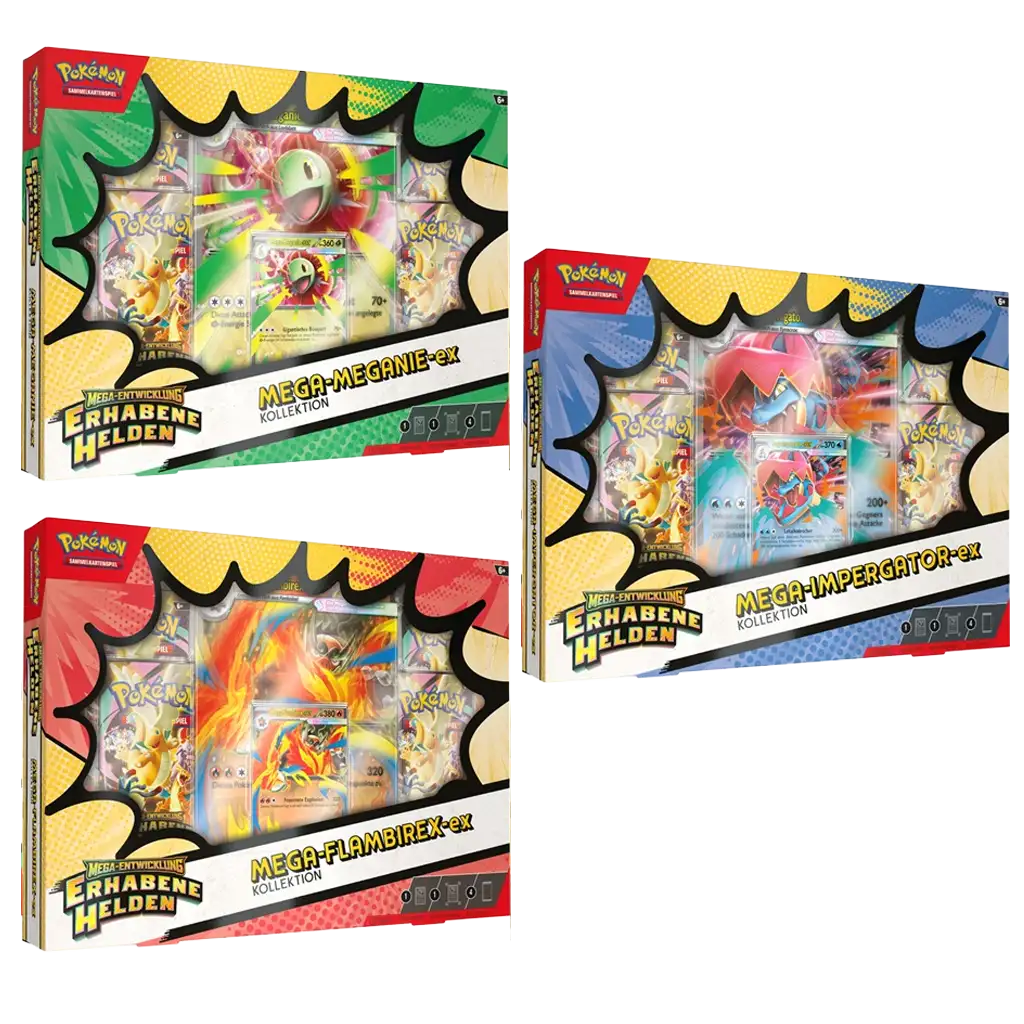 Pokemon Erhabene Helden ex Kollektionen Mega Meganie Flambirex Impergator Deutsch Übersicht