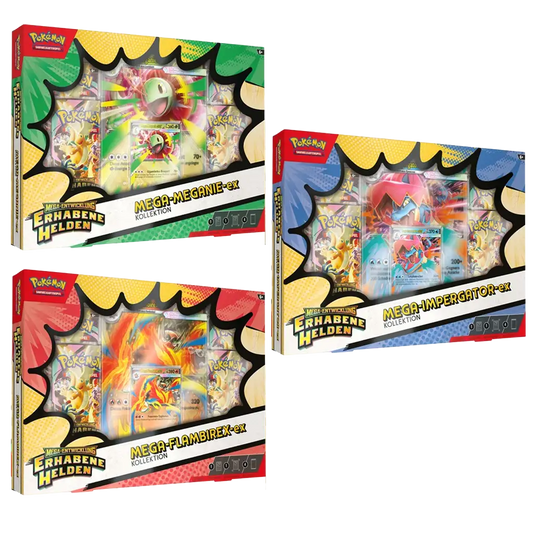 Pokemon Erhabene Helden ex Kollektionen Mega Meganie Flambirex Impergator Deutsch Übersicht