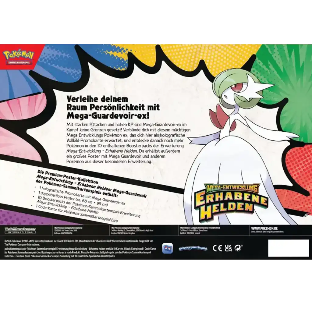 Pokemon Mega Entwicklungen Erhabene Helden Poster Kollektion Guardevoir Rückseite Inhalt Beschreibung Deutsch