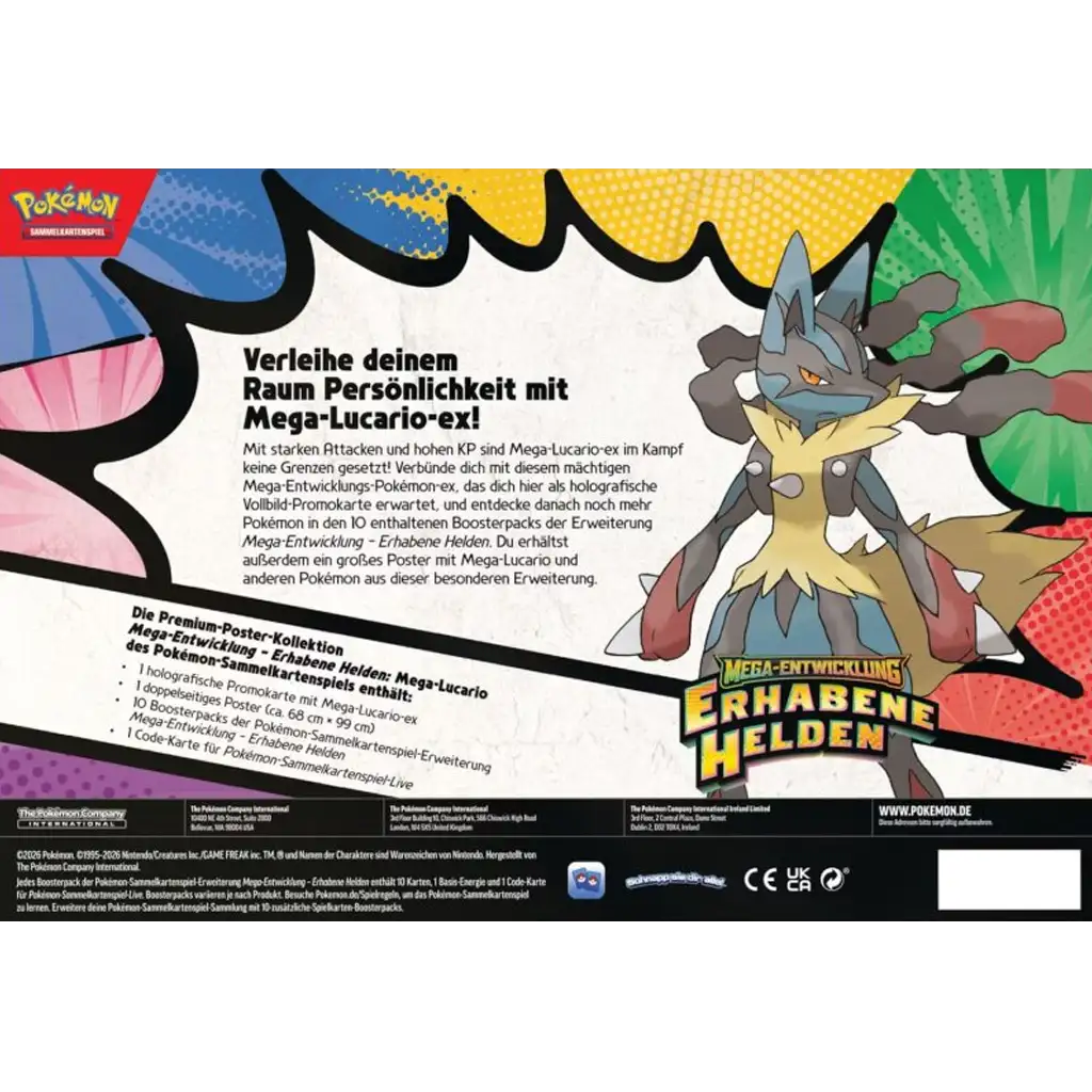 Pokemon Mega Entwicklungen Erhabene Helden Poster Kollektion Lucario Rückseite Inhalt Beschreibung Deutsch