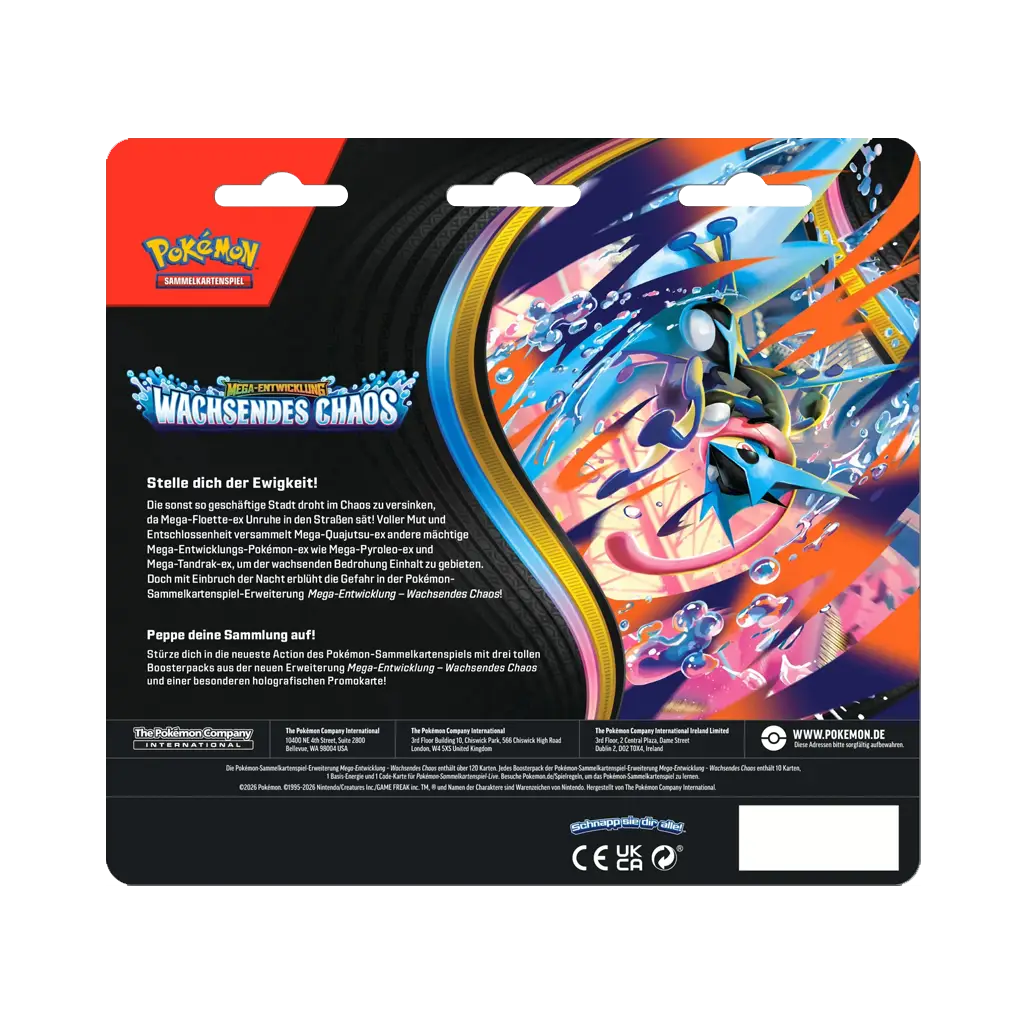 Pokemon Wachsendes Chaos 3-Pack Blister Glutexo Deutsch Rückseite mit Produktinfos