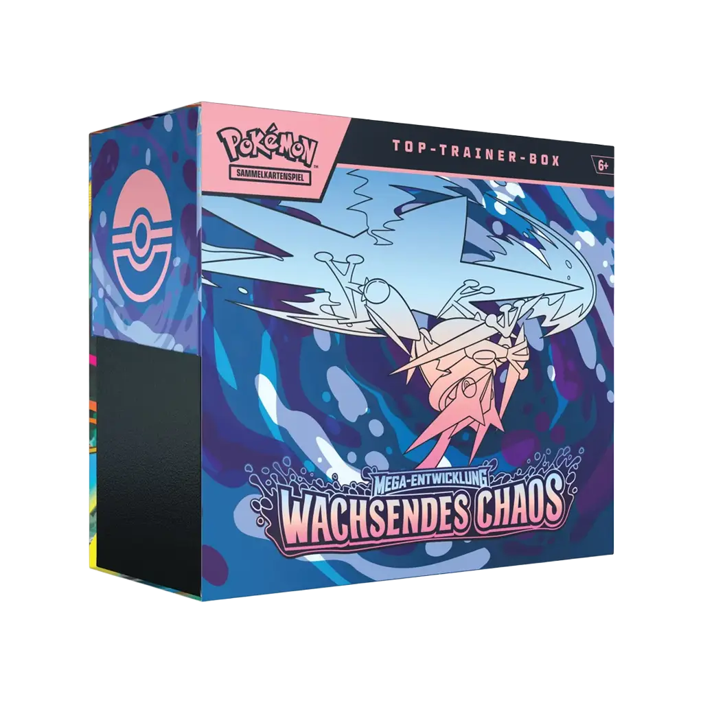 Pokemon Wachsendes Chaos ME04 Top Trainer Box Deutsch mit Mega-Quajutsu Design