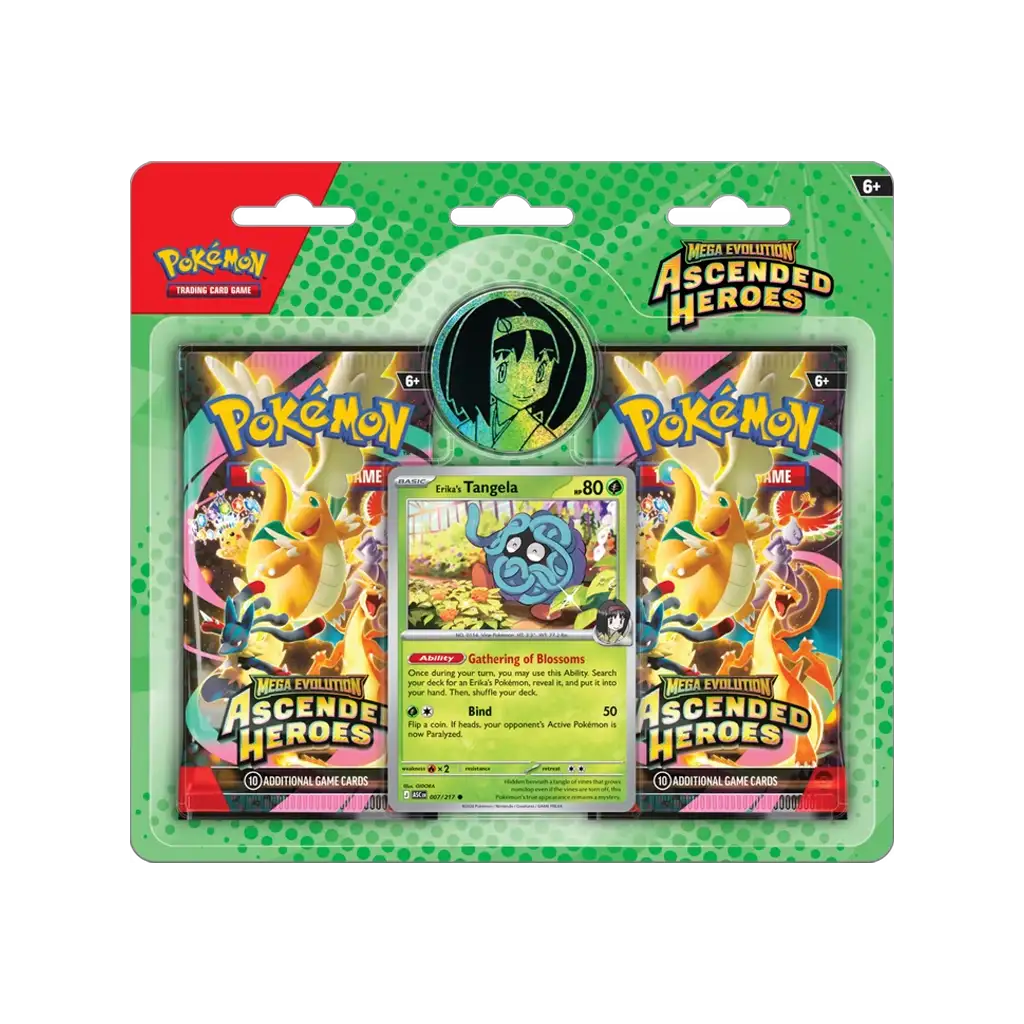 Pokemon Ascended Heroes 2 Pack Blister Erika Tangela Promo Englisch mit Coin