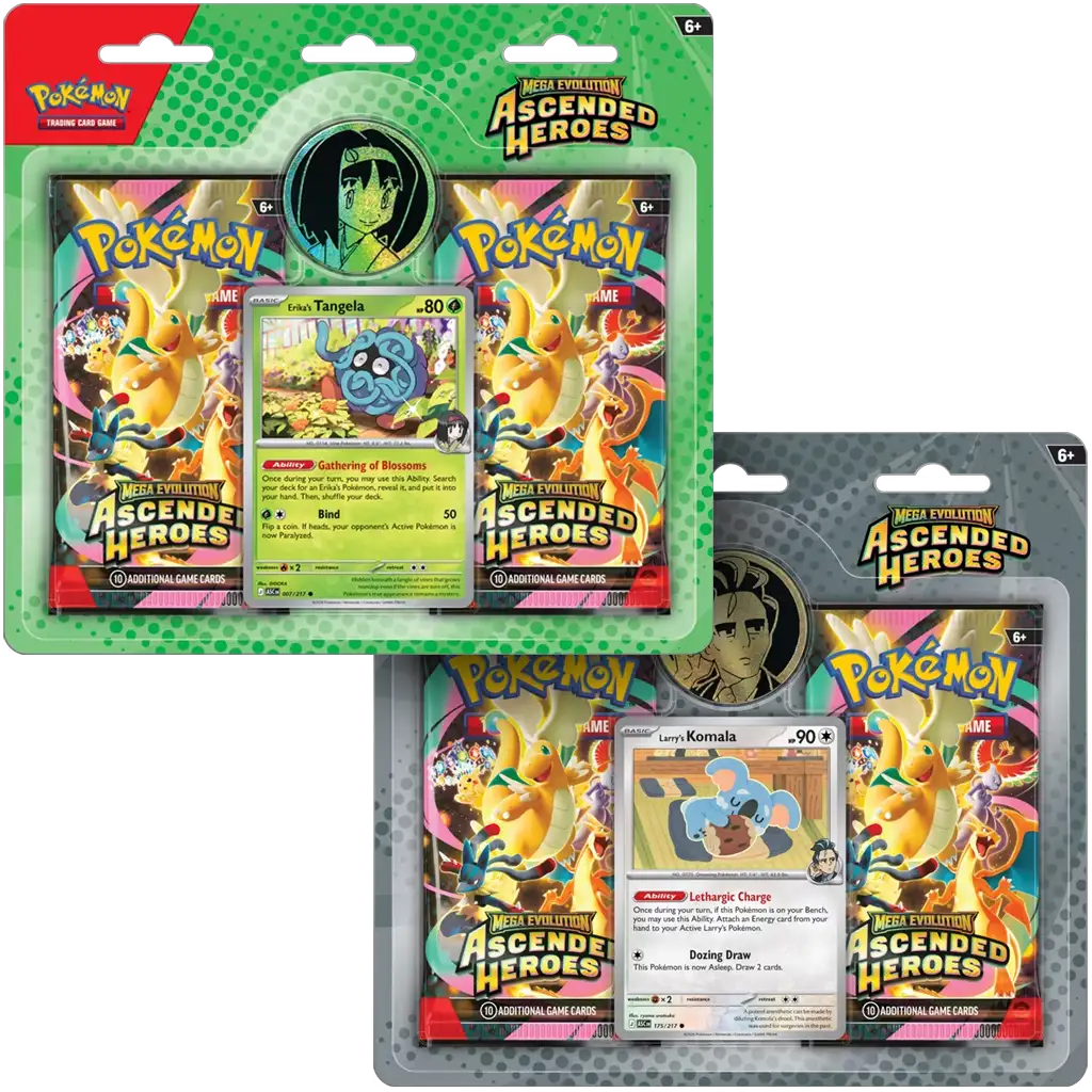 Pokemon Ascended Heroes 2 Pack Blister Erika und Larry Vergleich Englisch Booster Set