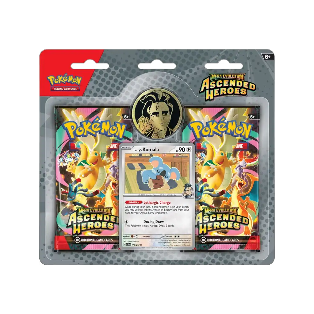 Pokemon Ascended Heroes 2 Pack Blister Larry Komala Promo Englisch mit Coin