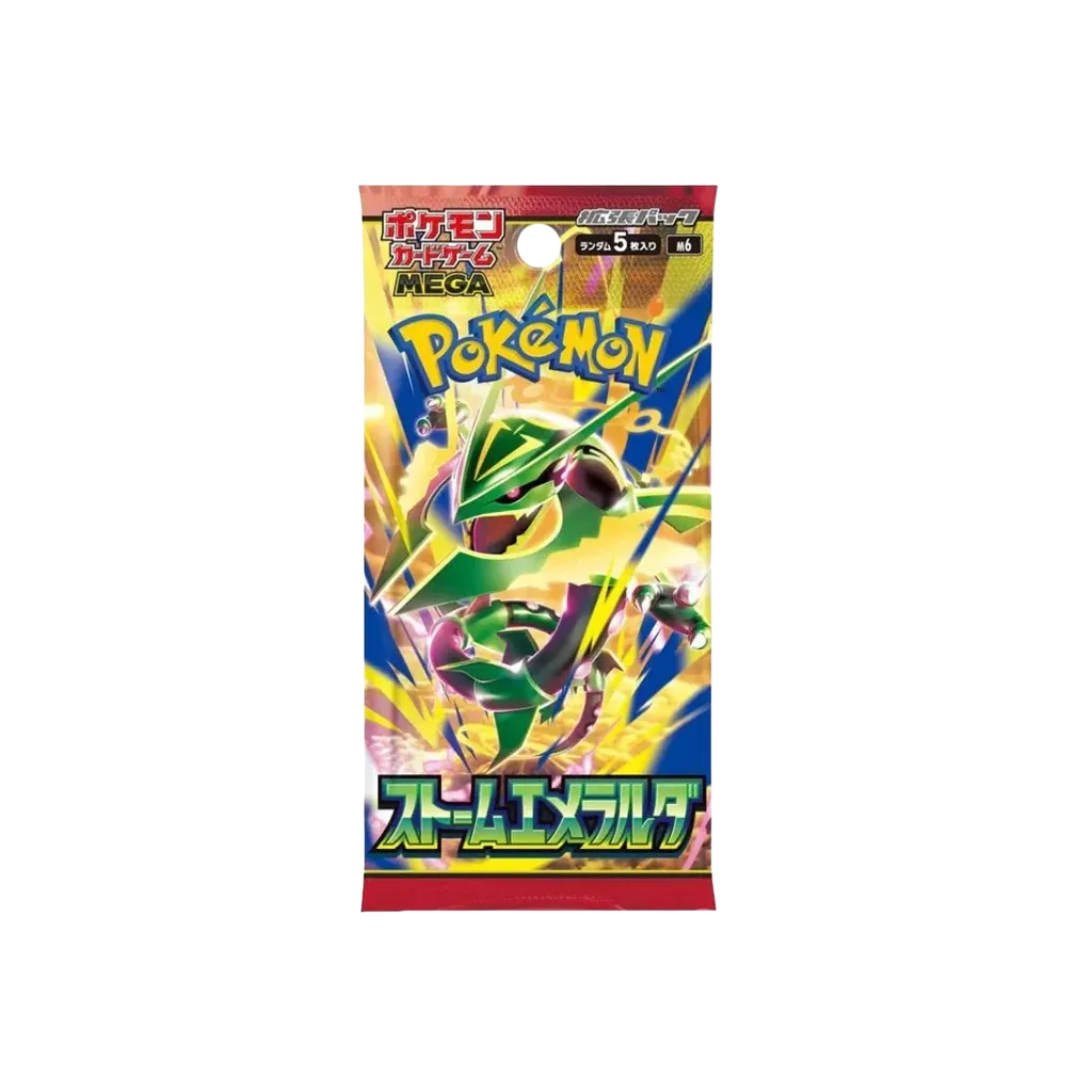 Pokemon Storm Emeralda M6 Booster japanisch mit Mega Rayquaza Artwork und fünf zufälligen Karten