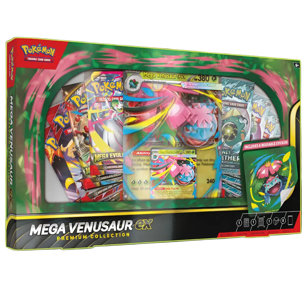Pokémon TCG Mega Venusaur ex Premium Collection Englisch – Premium Box mit Promo-Karte, Oversize-Karte & 8 Boostern