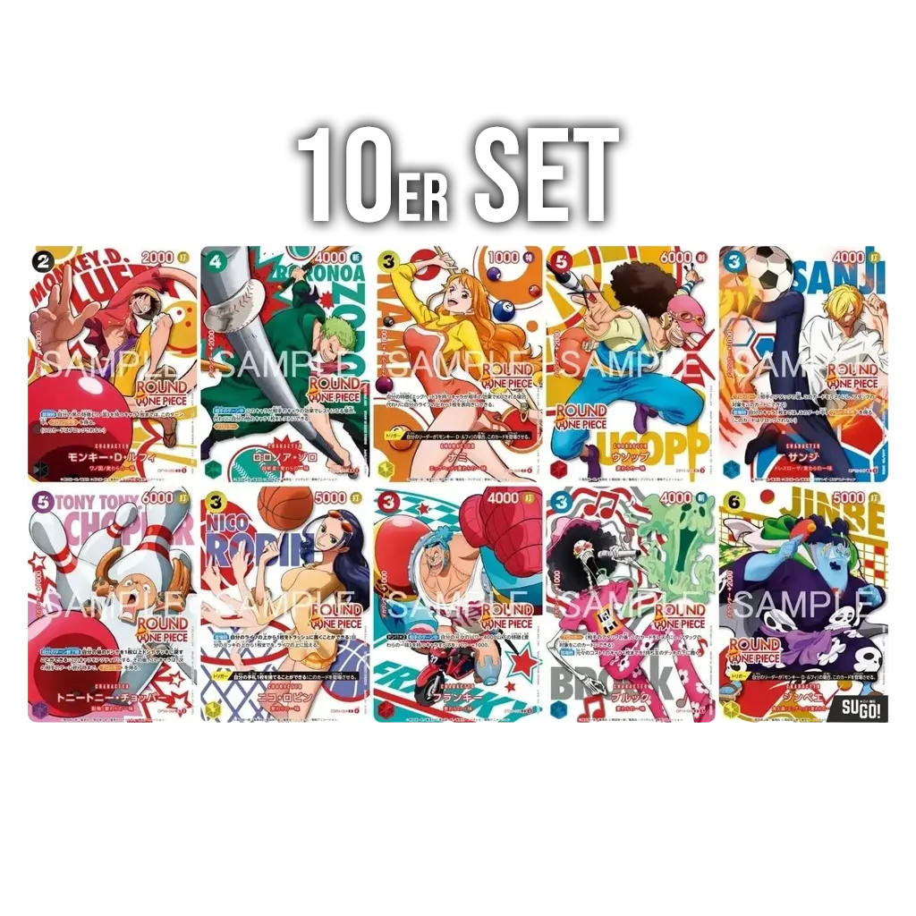 One Piece Card Game ROUND1 Promo Komplettset JP mit allen 10 Strohhut-Karten