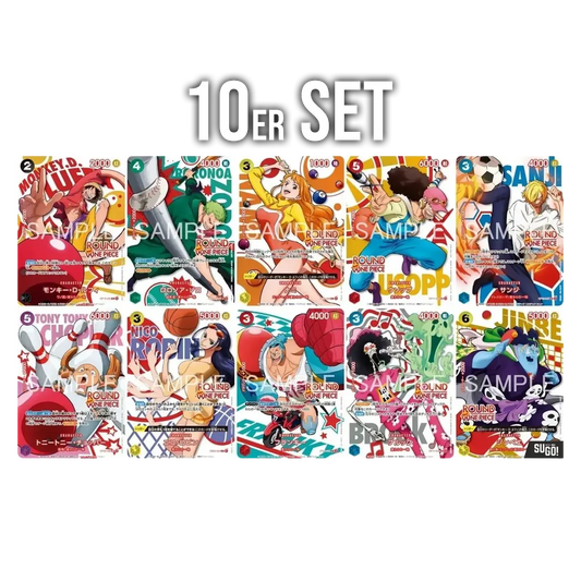 One Piece Card Game ROUND1 Promo Komplettset JP mit allen 10 Strohhut-Karten