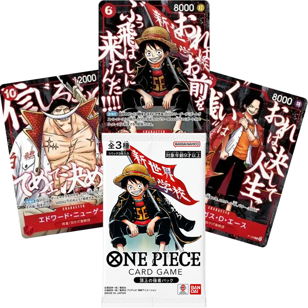 Versiegelter One Piece Saikyo Jump Top Strong Pack JP mit Luffy, Ace und Whitebeard Promokarten