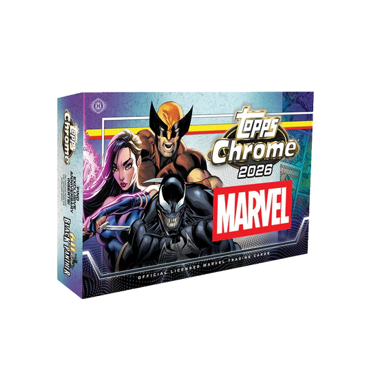 Topps Chrome Marvel Comics Hobby Box 2026 Englisch mit Wolverine Venom und Marvel Comic Charakteren