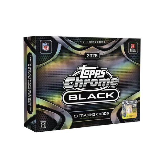 Topps Chrome Black Football Hobby Box 2025 Englisch mit 13 Karten und garantiertem Autogramm