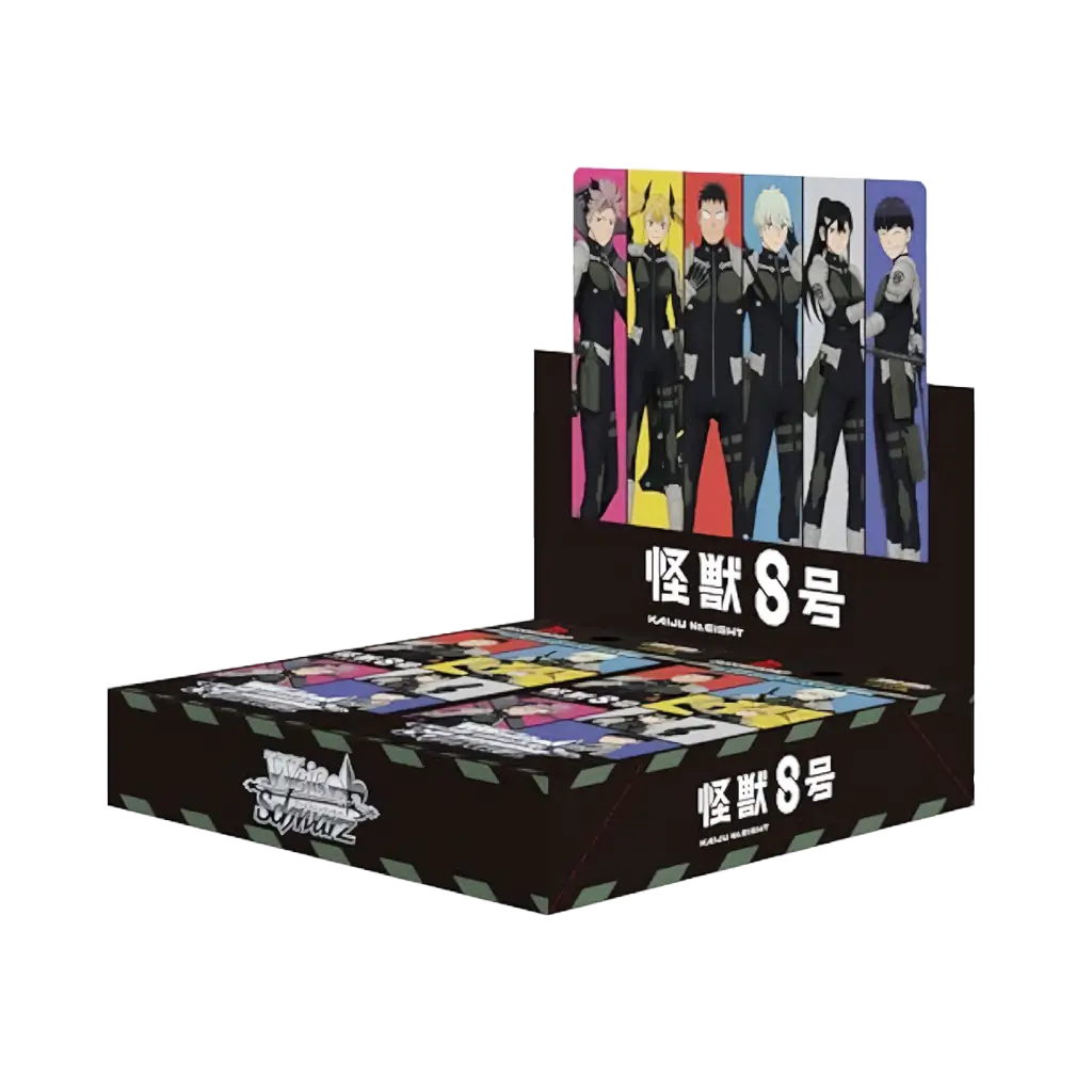 Weiß Schwarz: Kaiju No. 8 Booster Box [JP] – Displaybox mit 12 Boosterpacks, japanische Ausgabe, reich illustriert.