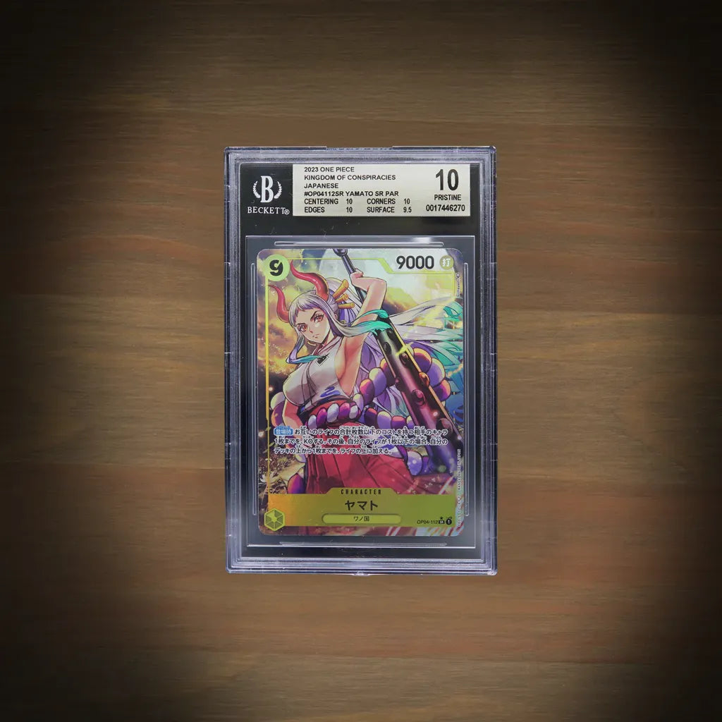 Yamato SR Parallel OP04-112 aus One Piece Kingdoms of Intrigue auf Japanisch im BGS 10 Pristine Grading-Case