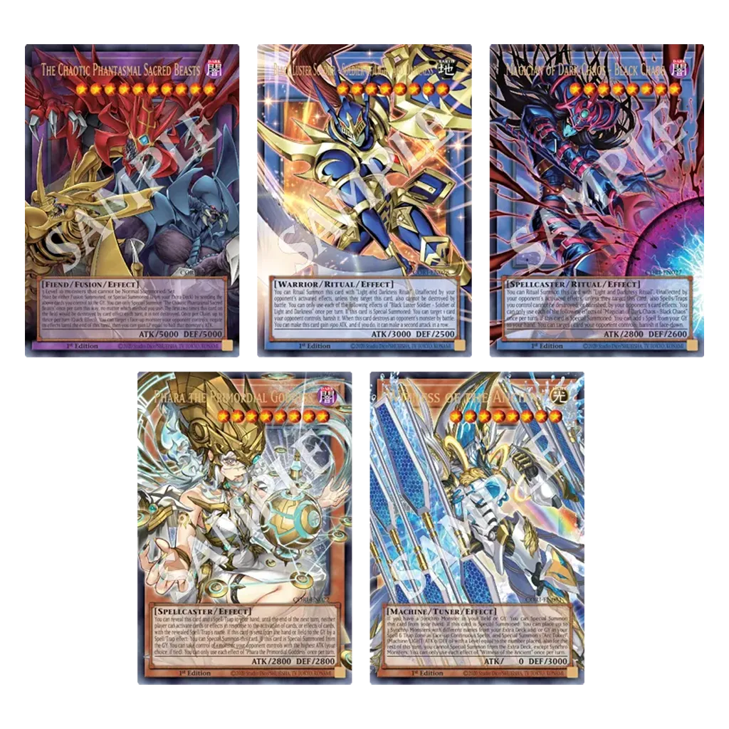 Yugioh Chaos Origins Chase Karten mit Schwarz Glänzender Soldat, Magier des Schwarzen Chaos und Heiligen Bestien
