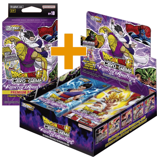 Dragonball super card game Zenkai series 02 Fighters ambition BT19 Display plus Premium Pack bundle